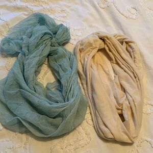 Blue and Cream Infinity Scarf Set